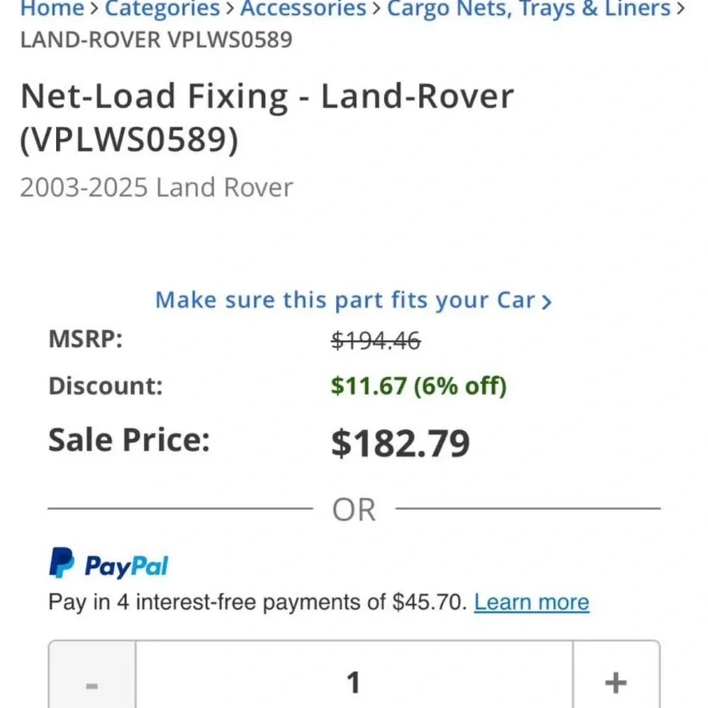 Land Rover Accessory Kit - Cargo Net - Picture 3 of 4